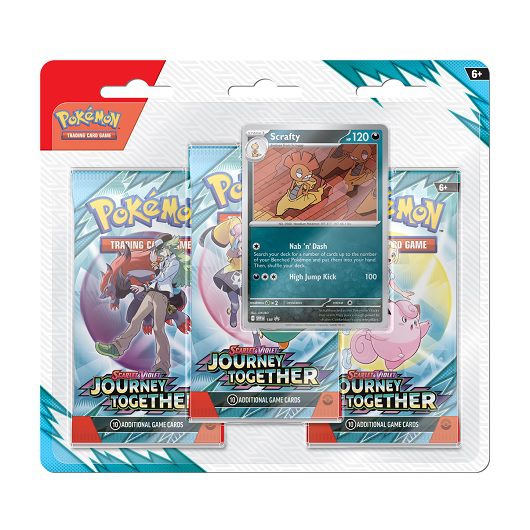 Pokemon Journey Together 3 Pack Blister - Scrafty - TCG Brothers